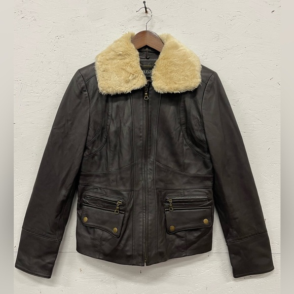 a.n.a Jackets & Blazers - A.N.A Genuine Lambskin Dark Brown Leather Aviator Bomber Jacket, Size M
